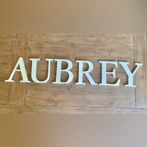 POTTERY BARN • White Wood 8" Letters Kids Baby Dorm Wall Decor Spelling “AUBREY”